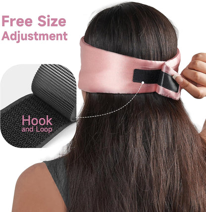 Satin Sleep Mask for Side Sleeper, Blackout Eye Mask for Women Men