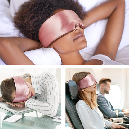 Satin Sleep Mask for Side Sleeper, Blackout Eye Mask for Women Men
