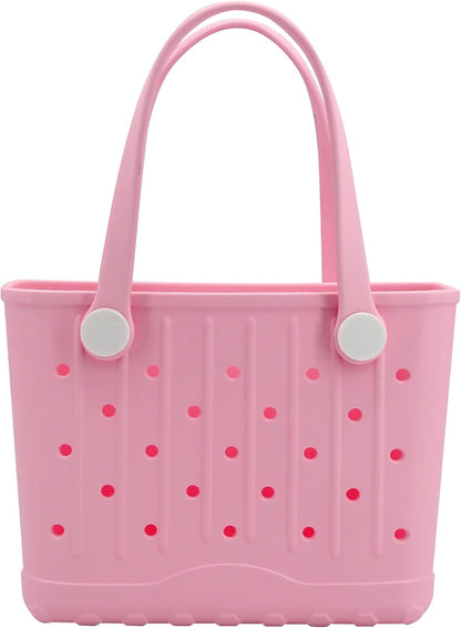 Rubber Tote Bag Small Beach Bag Waterproof Travel Bags Washable Tote Portable Handbag for Sports Beach Outdoor