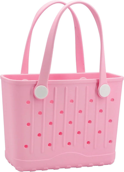 Rubber Tote Bag Small Beach Bag Waterproof Travel Bags Washable Tote Portable Handbag for Sports Beach Outdoor