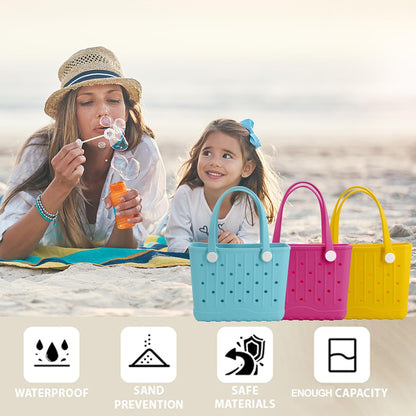 Rubber Tote Bag Small Beach Bag Waterproof Travel Bags Washable Tote Portable Handbag for Sports Beach Outdoor