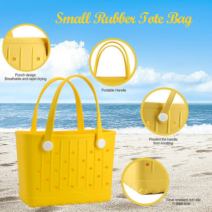 Rubber Tote Bag Small Beach Bag Waterproof Travel Bags Washable Tote Portable Handbag for Sports Beach Outdoor
