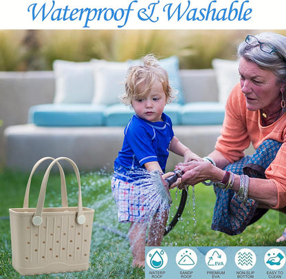 Rubber Tote Bag Small Beach Bag Waterproof Travel Bags Washable Tote Portable Handbag for Sports Beach Outdoor