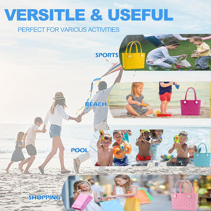 Rubber Tote Bag Small Beach Bag Waterproof Travel Bags Washable Tote Portable Handbag for Sports Beach Outdoor