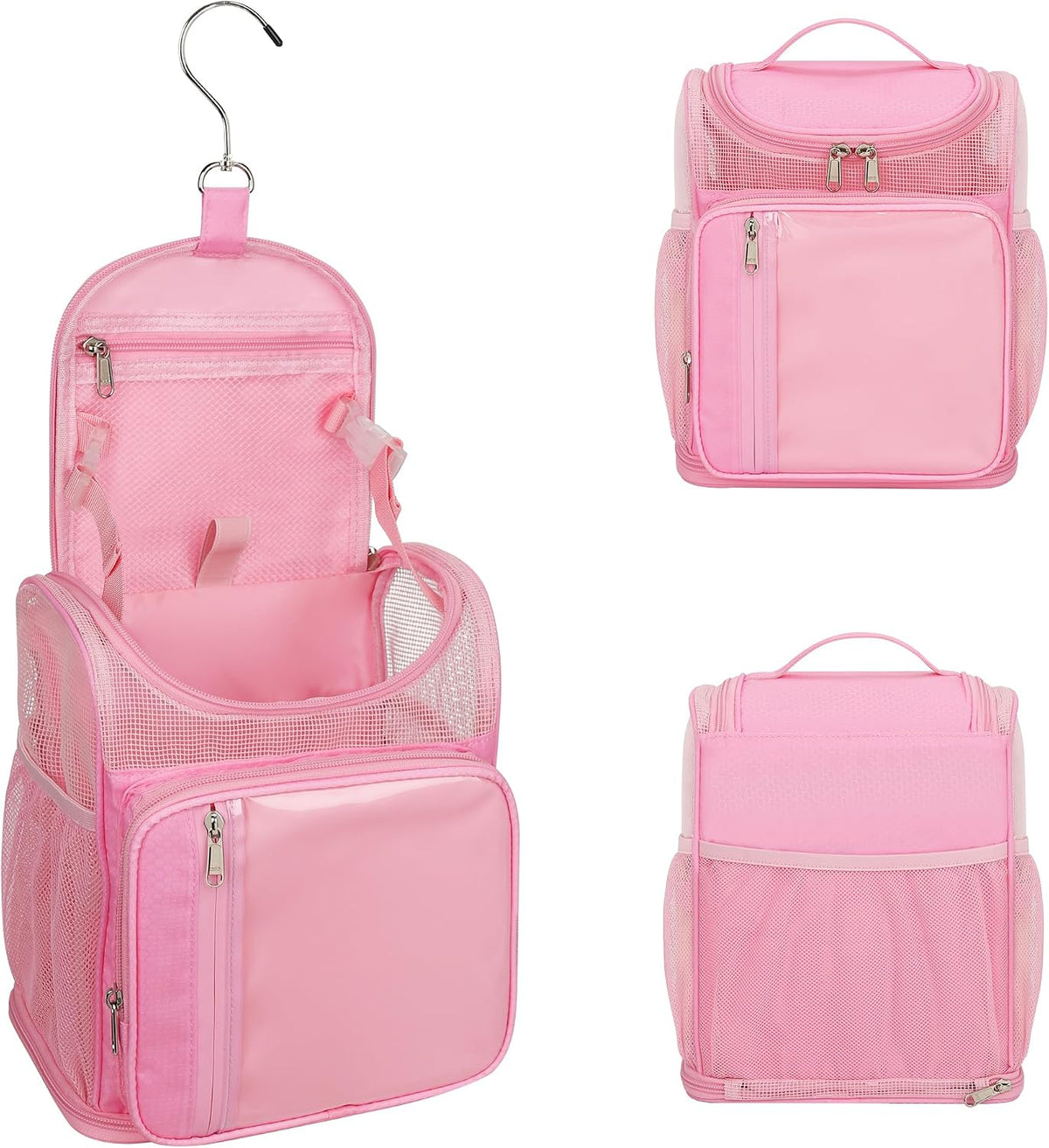 Hanging Shower Caddy Portable, Travel Toiletry Bag for College, Pink