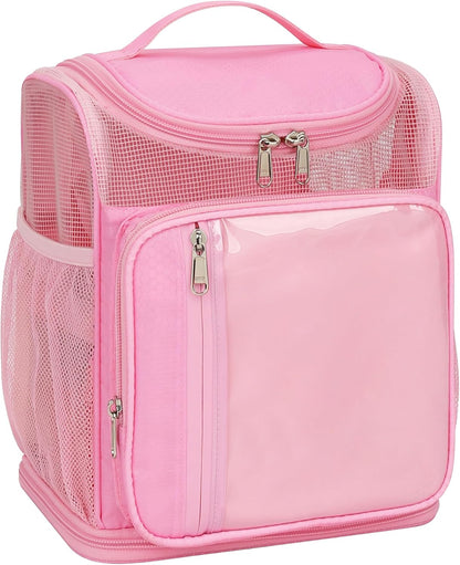 Hanging Shower Caddy Portable, Travel Toiletry Bag for College, Pink