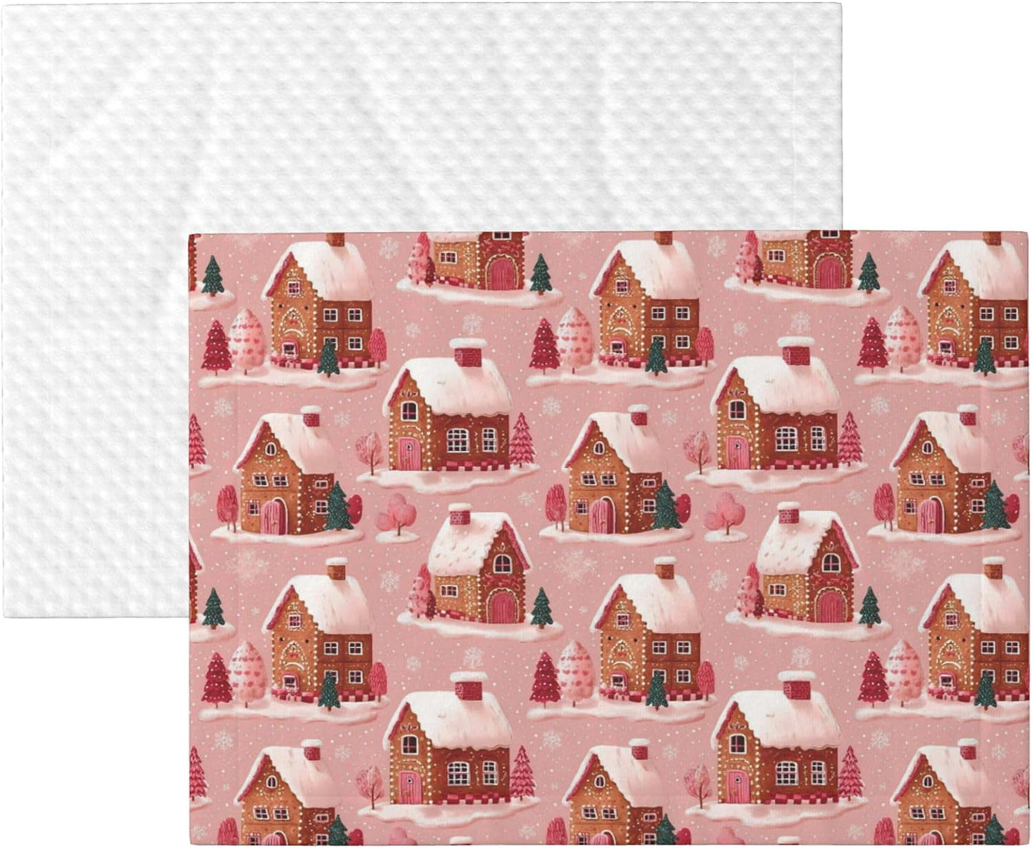 Waterproof Dog Blanket Soft Pet Blanket for Puppy Cat, Fleece Cat Throw Blankets for Furniture Bed Couch Sofa Reversible - Gingerbread Houses Pink Wonderland