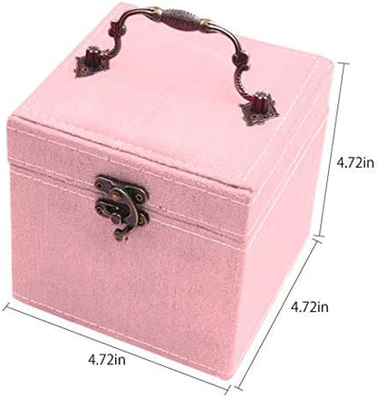 2 Layers Sewing Kits with Vintage Box Sewing Accessories Supplies Kits for Adults Kids Beginner Travel Sewing Basket Metal Handle Pink