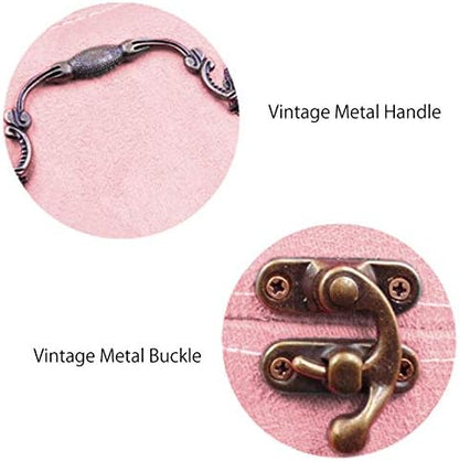 2 Layers Sewing Kits with Vintage Box Sewing Accessories Supplies Kits for Adults Kids Beginner Travel Sewing Basket Metal Handle Pink