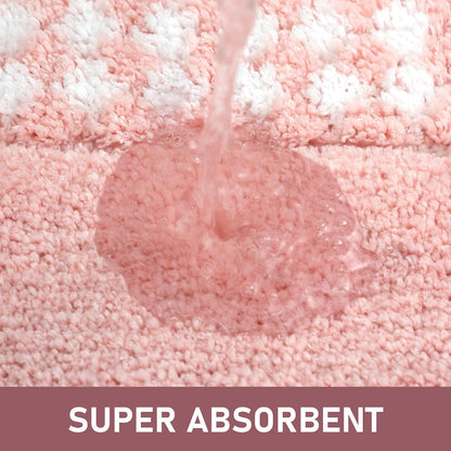 Pink Bathroom Rugs 18x24, Non Slip Washable Bath Mats,Super Soft Microfiber Bathroom Mats, Plush Fluffy Absorbent Bath Rugs for Sink Tub Basin Shower Floor