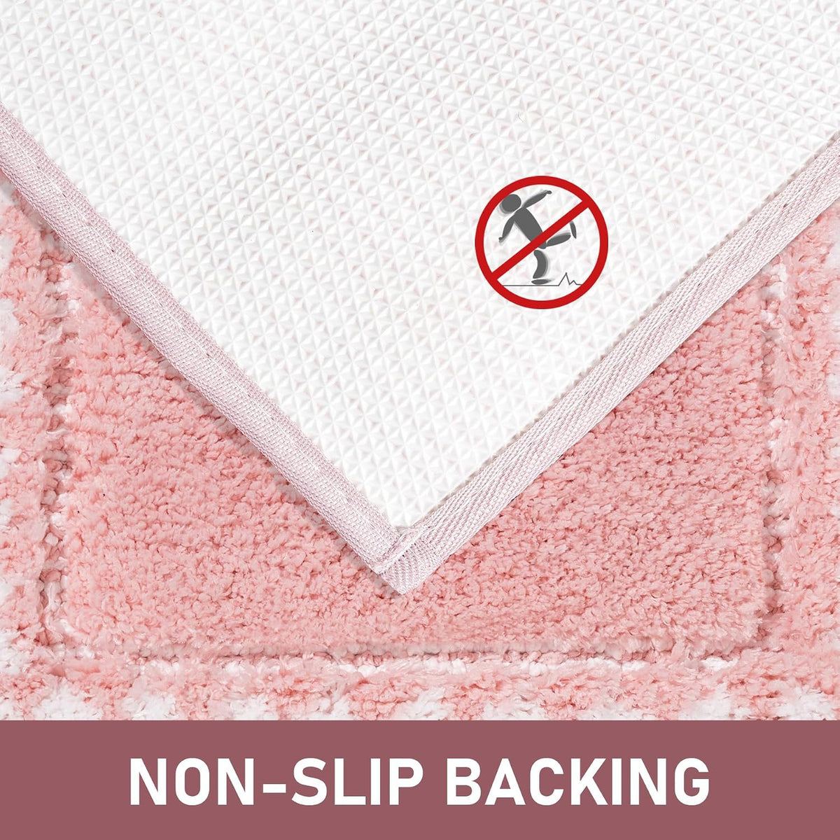 Pink Bathroom Rugs 18x24, Non Slip Washable Bath Mats,Super Soft Microfiber Bathroom Mats, Plush Fluffy Absorbent Bath Rugs for Sink Tub Basin Shower Floor