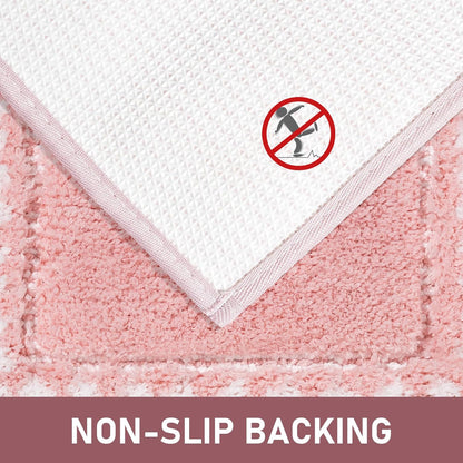 Pink Bathroom Rugs 18x24, Non Slip Washable Bath Mats,Super Soft Microfiber Bathroom Mats, Plush Fluffy Absorbent Bath Rugs for Sink Tub Basin Shower Floor