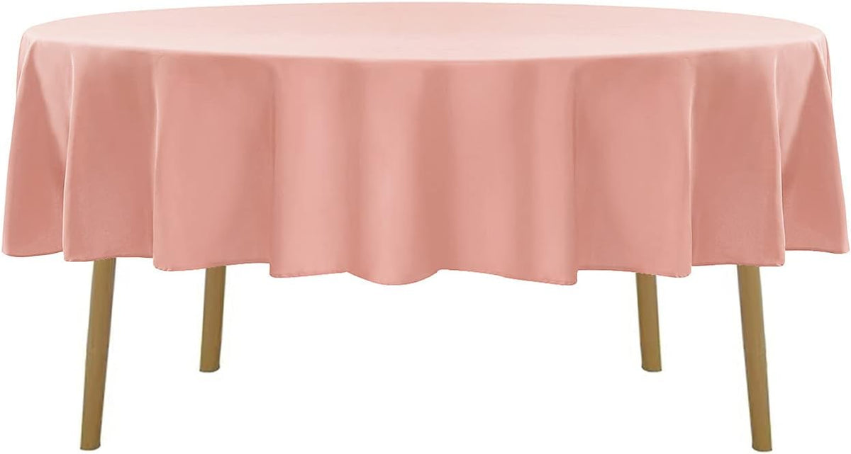 90 inch Round Tablecloth Washable Polyester Table Cloth Decorative Table Cover for Wedding Party Dining Banquet（90 inch, Dusty Pink）