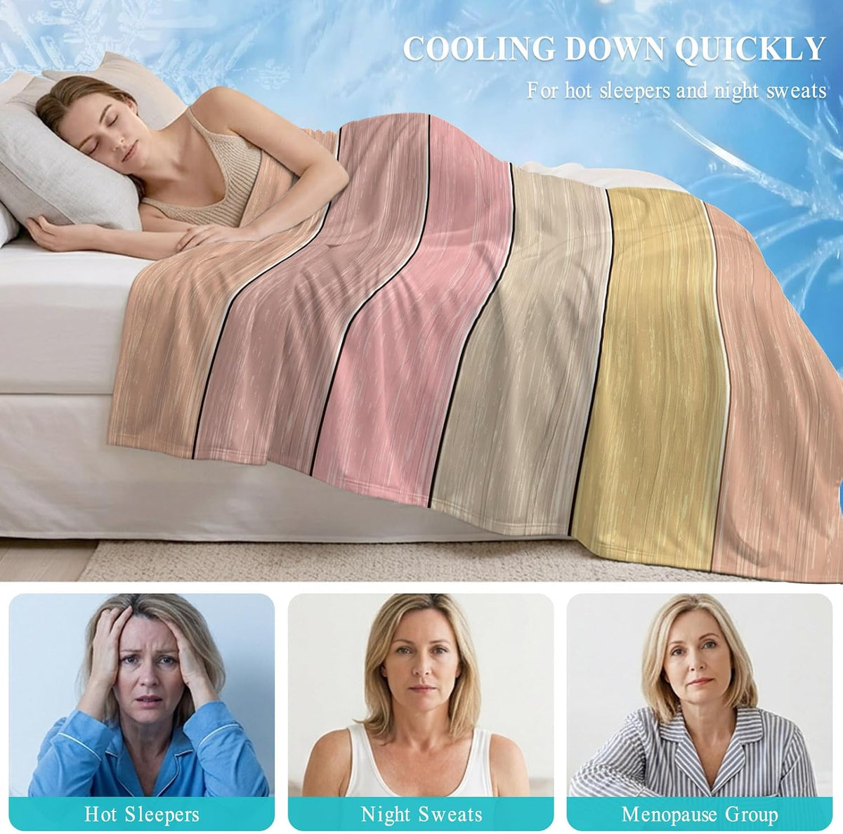 30"x40" Throw Cooling Blanket Peach Pink Wood Grain Ice Silk Lightweight Breathable Soft Summer Blanket for Hot Sleepers Couch Bed Sofa Camping Farmhouse Wooden Plank
