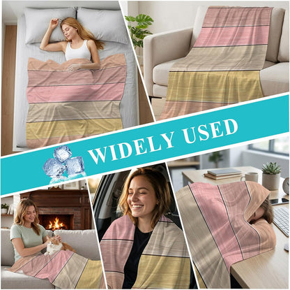 30"x40" Throw Cooling Blanket Peach Pink Wood Grain Ice Silk Lightweight Breathable Soft Summer Blanket for Hot Sleepers Couch Bed Sofa Camping Farmhouse Wooden Plank