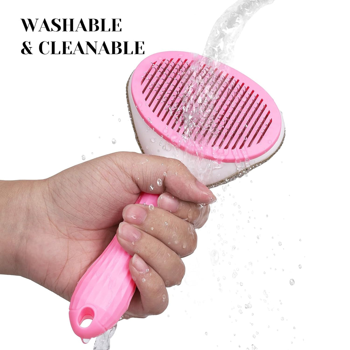 Full Diamonds Self Cleaning Brush for Dogs & Cats - Skin Friendly Slicker Cat & Dog Brush for Shedding - Rhinestone Pink