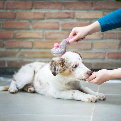 Full Diamonds Self Cleaning Brush for Dogs & Cats - Skin Friendly Slicker Cat & Dog Brush for Shedding - Rhinestone Pink
