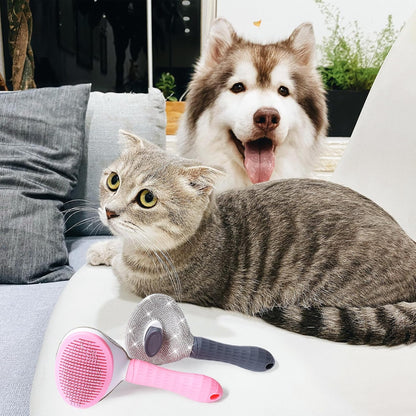 Full Diamonds Self Cleaning Brush for Dogs & Cats - Skin Friendly Slicker Cat & Dog Brush for Shedding - Rhinestone Pink