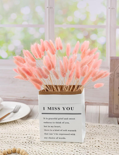 120pcs Dried Bunny Tail, Pink Bunny Tail, Natural Bulk Dried Flowers for DIY Bohemian Wedding Rustic Party Decoration, Home Decoration, Vase Decoration, Wreaths, Cake Decoration. (Pink)
