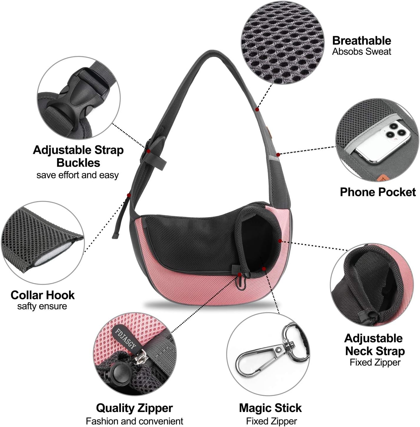 Pet Sling Carrier for Small Dogs Cats,Breathable Mesh Travelling Hand Free Puppy Backpack with Pouch and Adjustable Strap Carrier