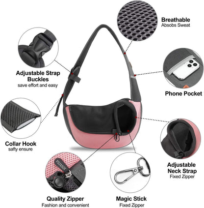 Pet Sling Carrier for Small Dogs Cats,Breathable Mesh Travelling Hand Free Puppy Backpack with Pouch and Adjustable Strap Carrier