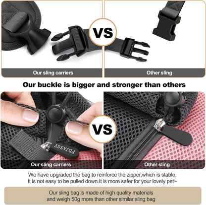 Pet Sling Carrier for Small Dogs Cats,Breathable Mesh Travelling Hand Free Puppy Backpack with Pouch and Adjustable Strap Carrier