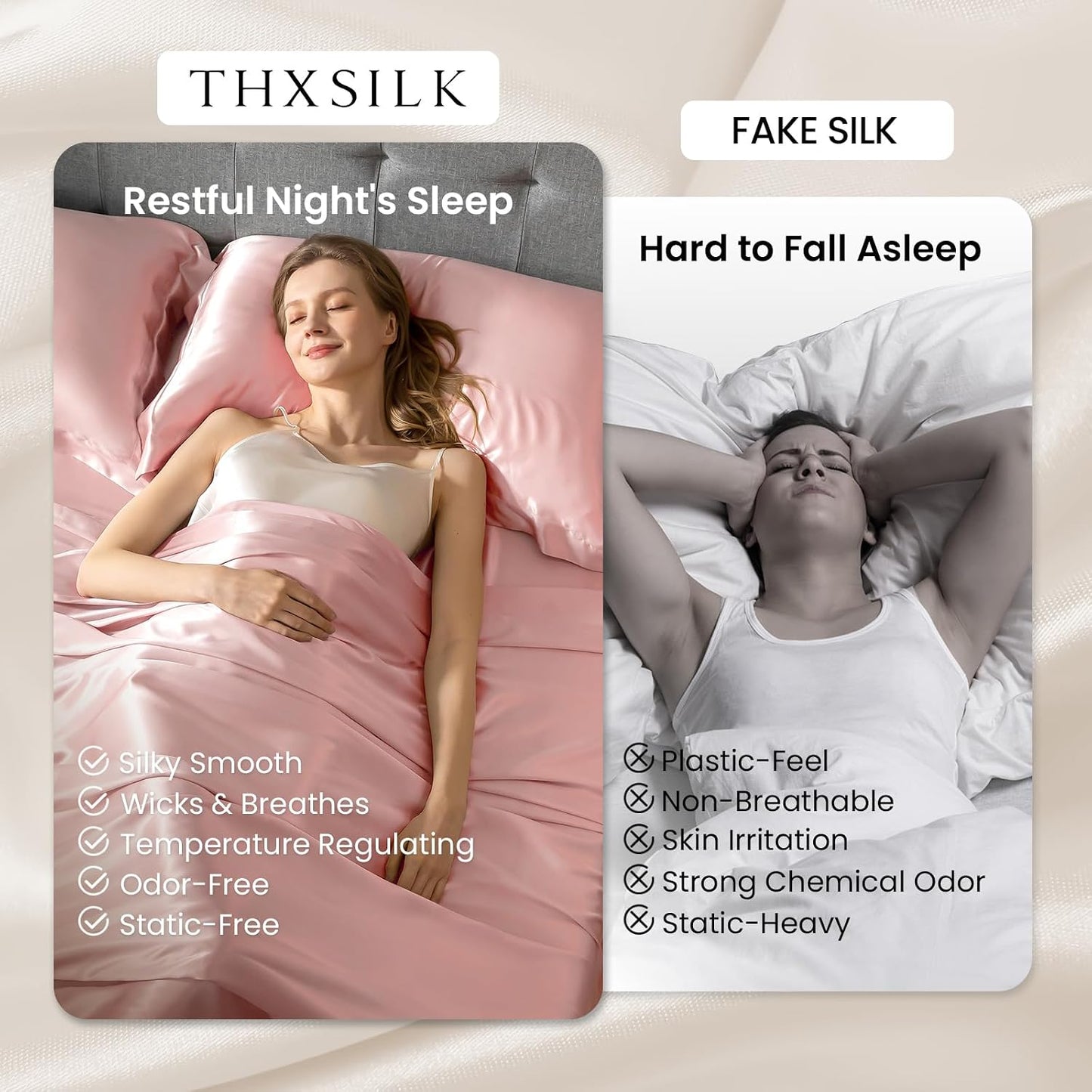 100% Mulberry Silk Sheet Set, 7A+ Silk Sheet Set Soft Breathable, Luxury Bedding (1 Flat Sheet, 1 Fitted Sheet, 2 Pillow Shams) California King, Charming Pink