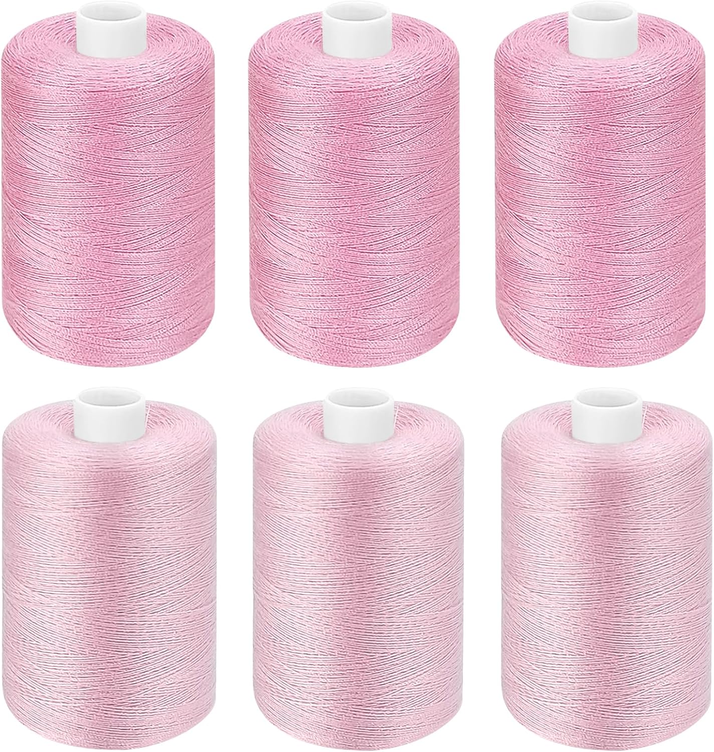 Pink Thread for Sewing | 6 Spools of 1000 Yards Polyester Quilting Thread | All Purpose Sewing Thread Black; 6 Rolls x1000 Yards Polyester Quilting Thread for Sewing Machine; Hand Stitching Embroidery