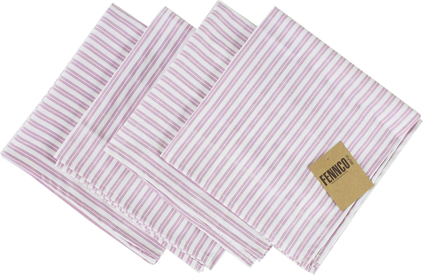 Classic Striped 20 x 20 Inch Cloth Napkins, Set of 4 - Pink Dinner Napkins for Banquets, Everyday Use, Family Gathering, Special Events and Home Décor