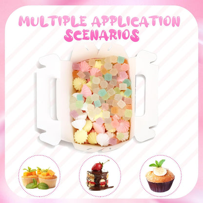 50 Pcs Pink Polka Dot Party Favors Boxes Large Treat Candy Gift Boxes with Handles 6.3 x 6.3 x 3.5 Inches for Birthday Halloween Christmas Party Supplies