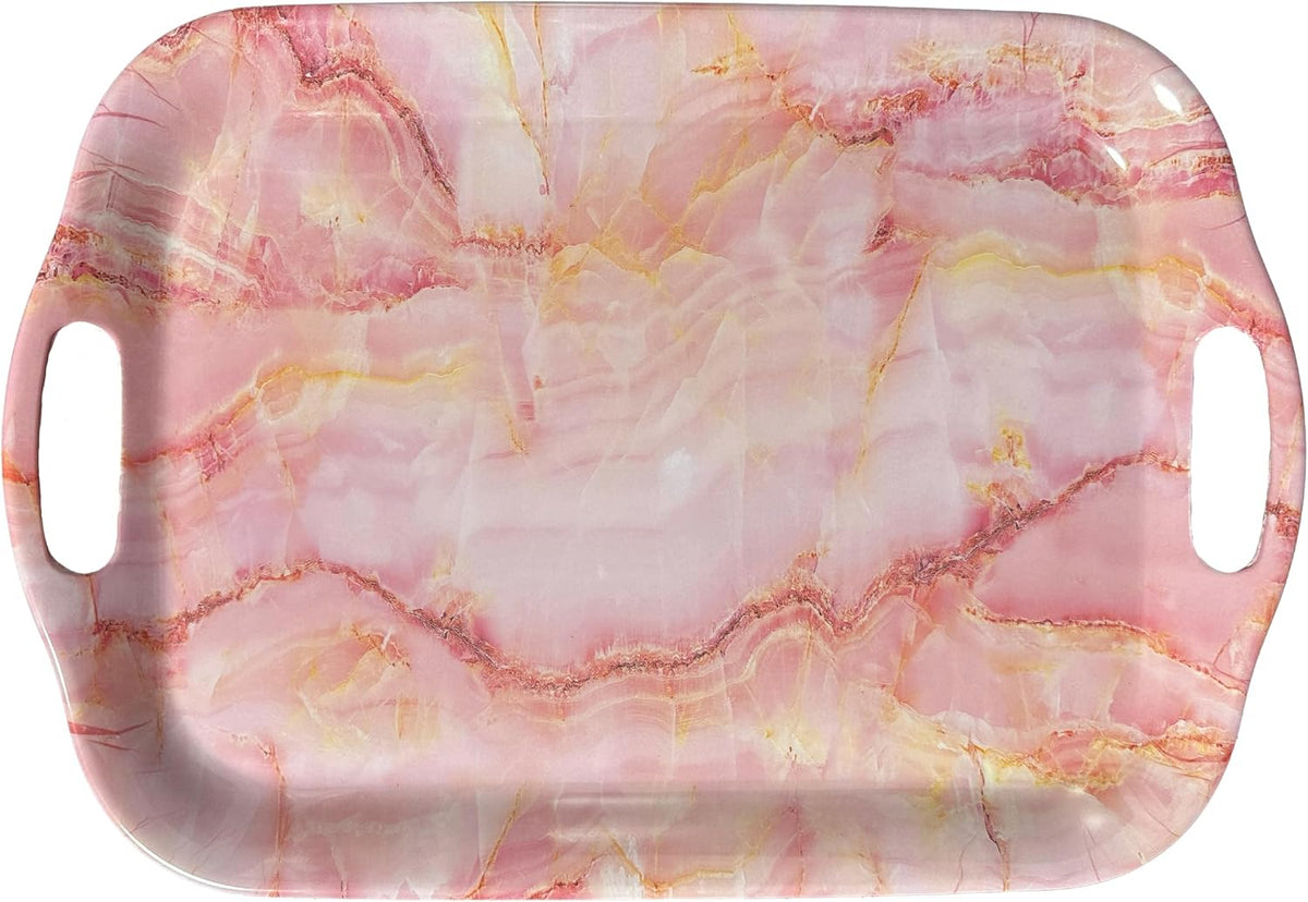 Serving Tray Pink Marble 11" x 16" Melamine Tray Kitchen Accessories