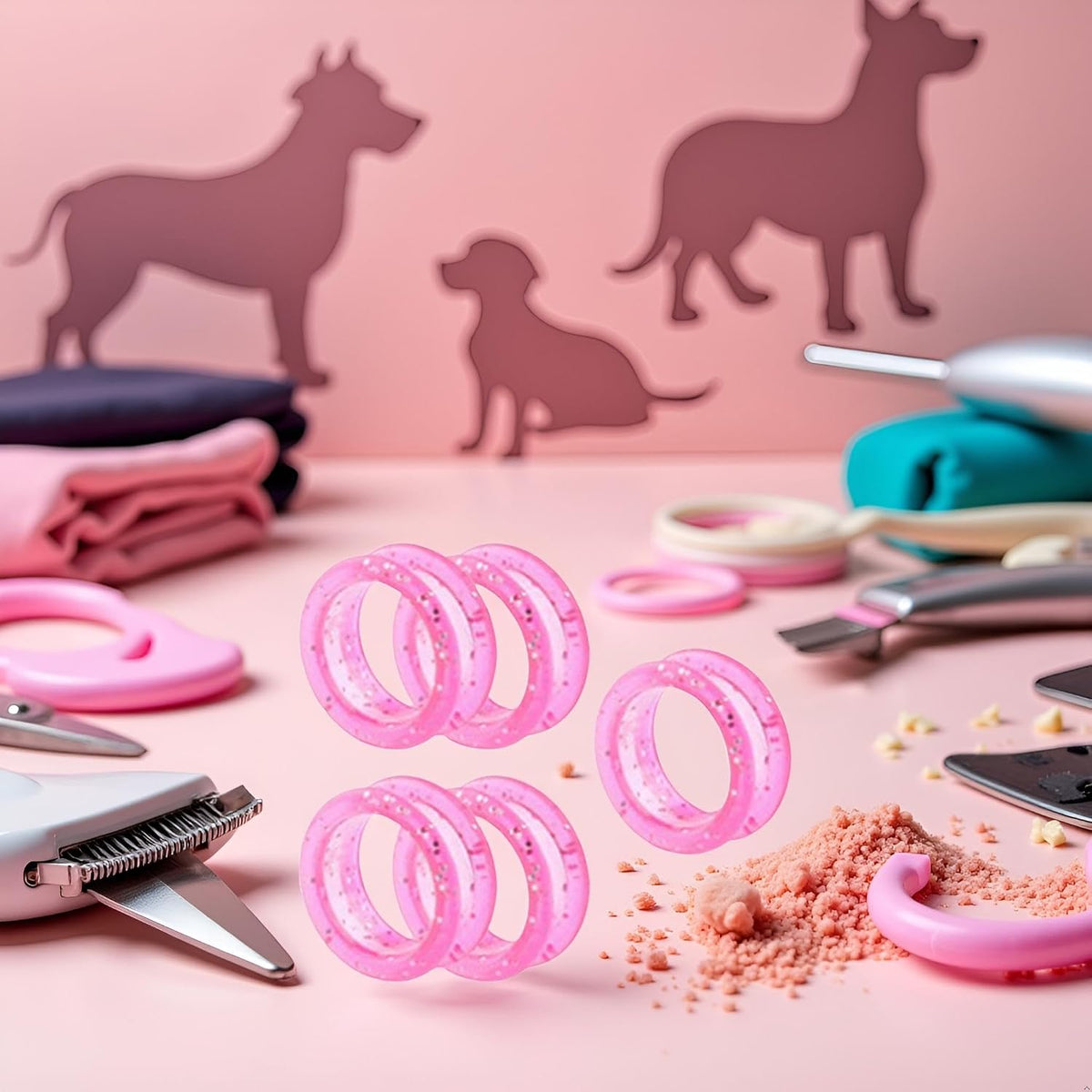 5Pcs Pink Silicone Scissors Finger Rings Grips Grooming Shear Thumb Inserts Finger Protector Ring for Barber Hair Cutting Scissors Pet Shears Hair Cutting Tools