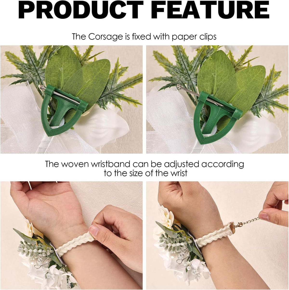 Rose Wrist Corsage Bride Corsage Wristlet Band for Girls Wedding Prom Flower Accessories Suit Decorations
