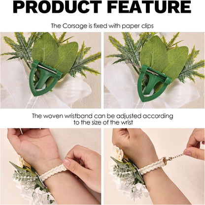 Rose Wrist Corsage Bride Corsage Wristlet Band for Girls Wedding Prom Flower Accessories Suit Decorations