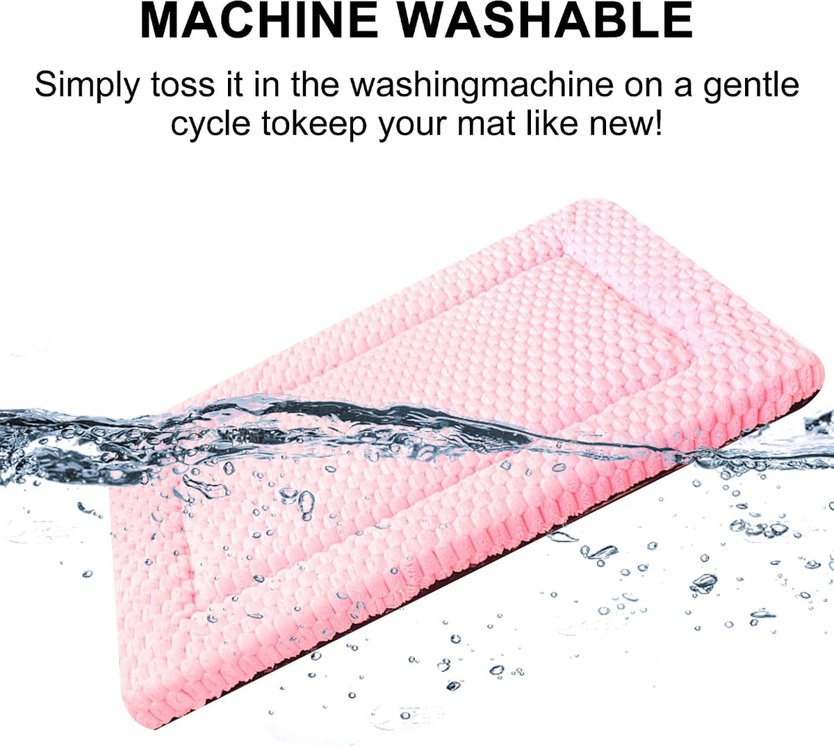 Dog Bed Mat,Reversible & Ultra Soft Kennel Pad-Machine Washable Pet Bed for Dogs & Cats-All-Weather Crate Liner for Crates,Carriers & Travel (Pink, 24" L x 18" W x 1.5" Th)