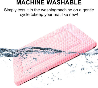 Dog Bed Mat,Reversible & Ultra Soft Kennel Pad-Machine Washable Pet Bed for Dogs & Cats-All-Weather Crate Liner for Crates,Carriers & Travel (Pink, 24" L x 18" W x 1.5" Th)