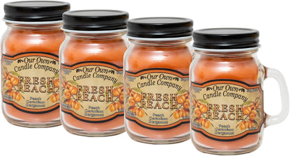 Fresh Peach Scented Mini Mason Jar Candles, Our Own Candle Company, 4 Pack