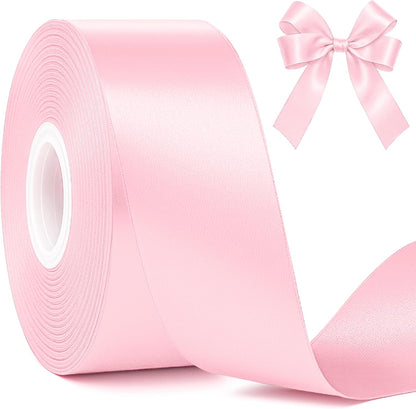 1 1/2 in 30 Yards Pink Satin Ribbon for Gift Wrapping Wedding Decor Crafts