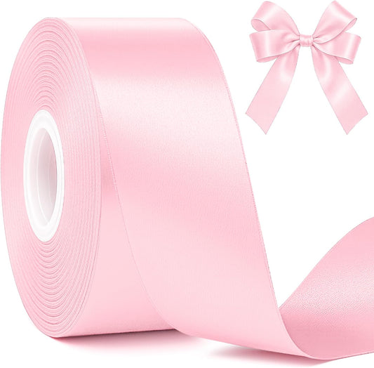 1 1/2 in 30 Yards Pink Satin Ribbon for Gift Wrapping Wedding Decor Crafts