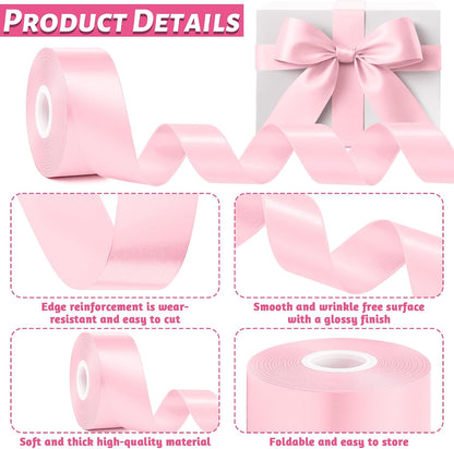 1 1/2 in 30 Yards Pink Satin Ribbon for Gift Wrapping Wedding Decor Crafts