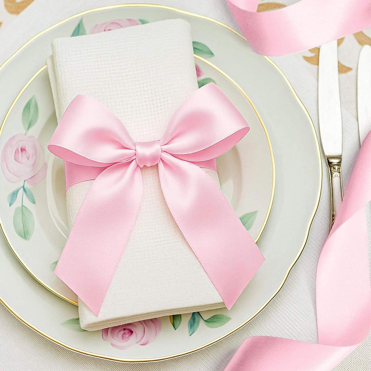 1 1/2 in 30 Yards Pink Satin Ribbon for Gift Wrapping Wedding Decor Crafts
