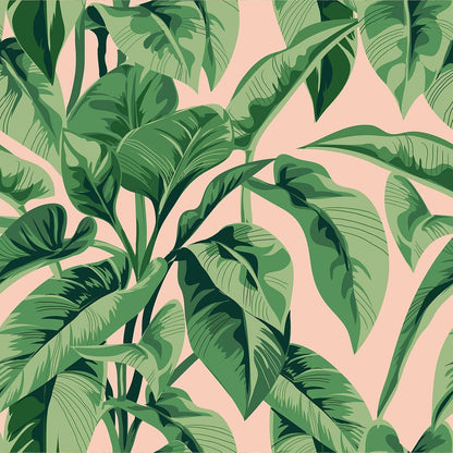 Pink Tropical Wallpaper Peel and Stick Vintage Palm Tree Wallpaper for Bathroom Accent Walls 17.7''x118'' Removable Pink Botanical Wallpaper Prepasted Pink Contact Paper for Cabinets Shelves