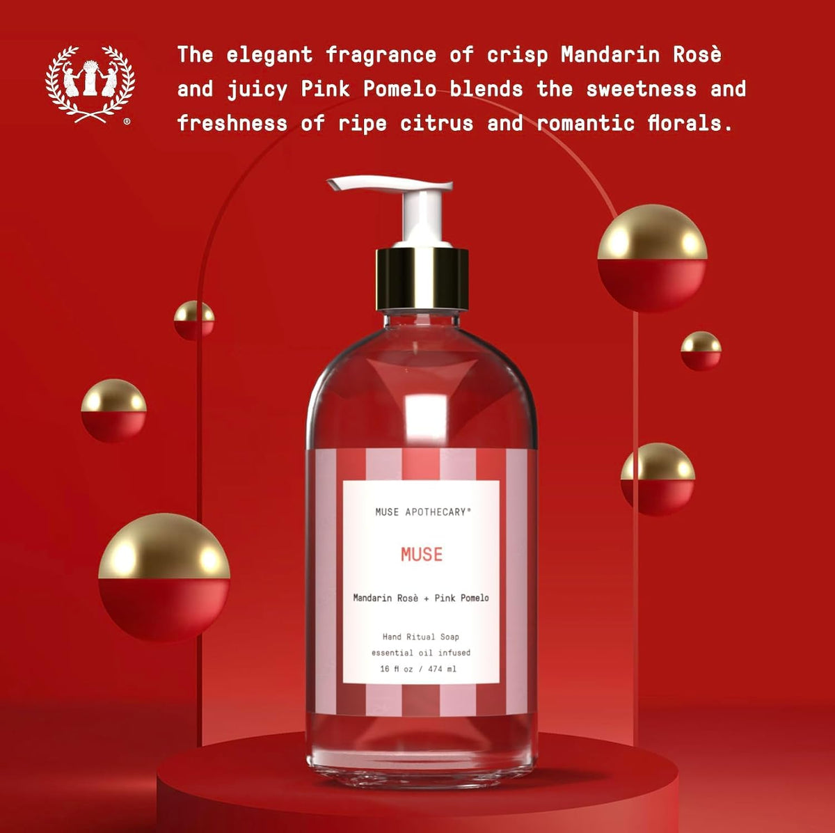Hand Ritual - Aromatic and Nourishing Hand Soap, Infused with Natural Aromatherapy Essential Oils - Great Valentine's Day Gift - 16 oz, Mandarin Rosè + Pink Pomelo