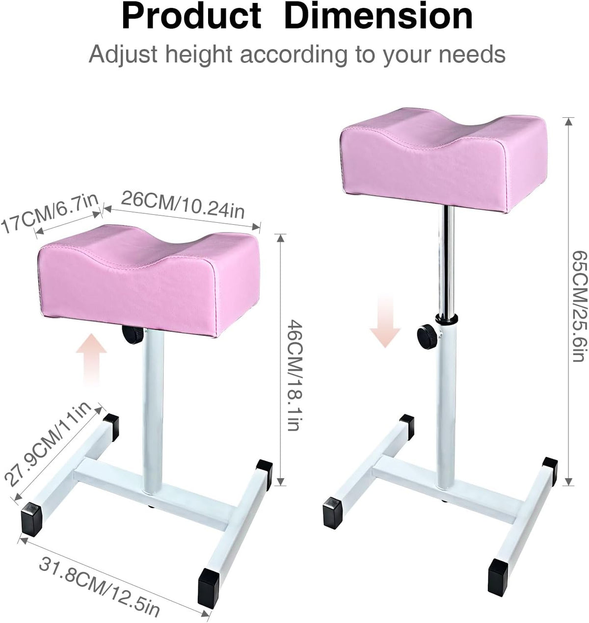 Pedicure Foot Rest,Height Adjustable,Non-Slip for Nail Tech Massage Salon
