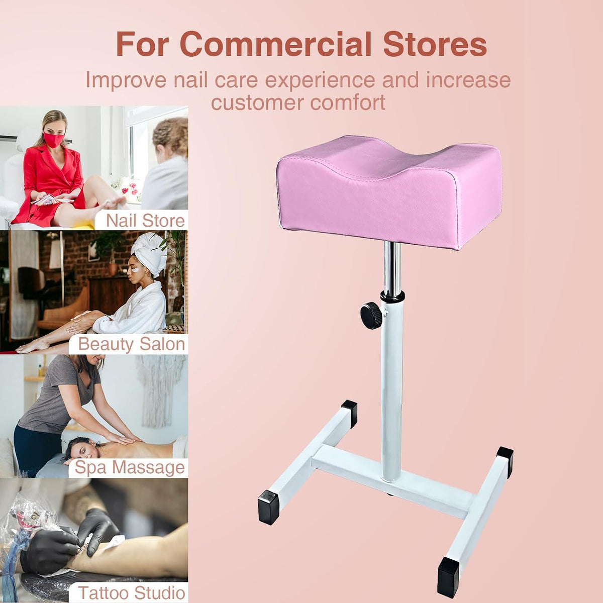 Pedicure Foot Rest,Height Adjustable,Non-Slip for Nail Tech Massage Salon