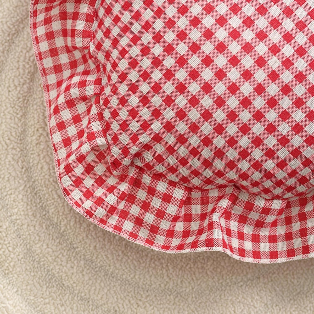 Heart Pillow, Pink White Gingham Heart Throw Pillow with Ruffle, Cute Love Checkered Decorative Heart Shaped Pillow Cushion for Sofa Couch Bed Living Room Bedroom