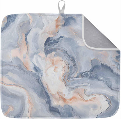 Dish Drying Mat Abstract Gray Pink Marble Texture Kitchen Counter Drying Pad for Dishes Glasses Cups and Cookware Modern Absorbent Dish Drying Mat Machine Washable Kitchen Accessories 16" x 18"