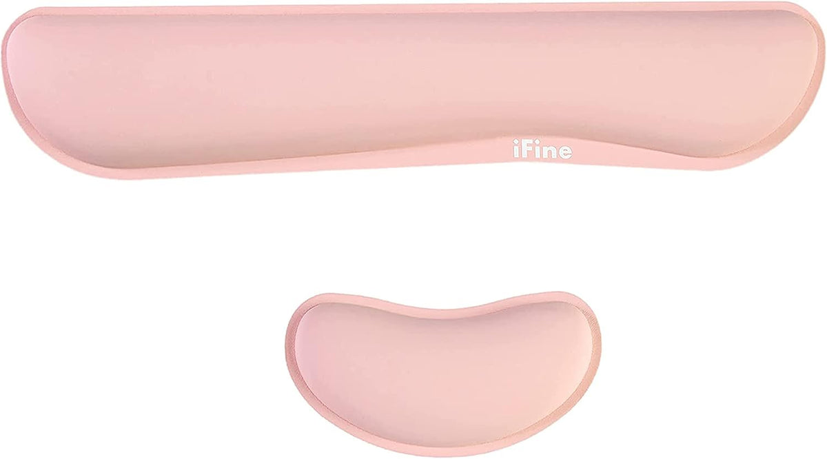 Upgrade Cleanable PU Leather Keyboard Wrist Rest Pad & Mouse Wrist Cushion Support for School, Office, Home, Computer, Laptop, Mac, Waterproof Lightweight Comfortable Pain Relief Typing -Pink