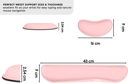 Upgrade Cleanable PU Leather Keyboard Wrist Rest Pad & Mouse Wrist Cushion Support for School, Office, Home, Computer, Laptop, Mac, Waterproof Lightweight Comfortable Pain Relief Typing -Pink