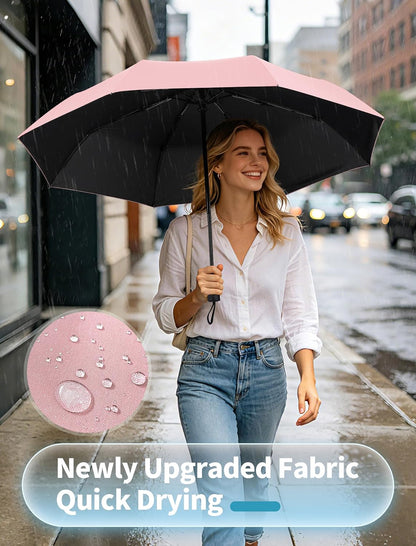 Compact Umbrella for Travel - Automatic Umbrellas for Rain & Sun Protection, Small Portable UV Umbrella for Car, Backpack, Walking, Folding Windproof Umbrellas for Kids, Women